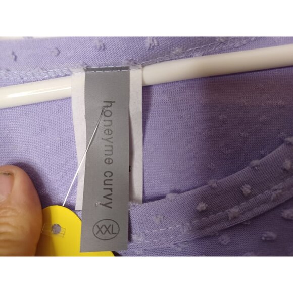 NWT HoneyMe Curvy Swiss Dot Short Sleeve Lavender Babydoll Top Size XL - Picture 5 of 7